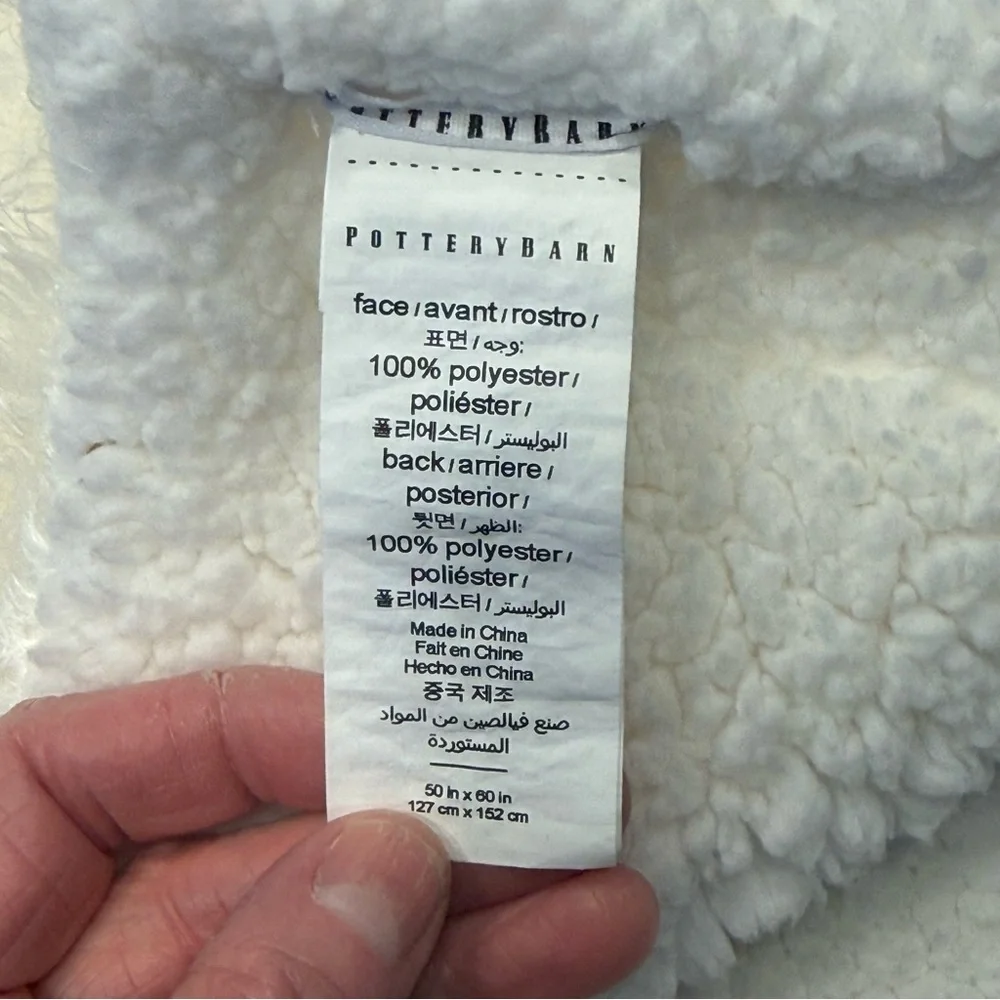 Pottery Barn Cream Cozy Teddy Faux Fur Throw Blanket